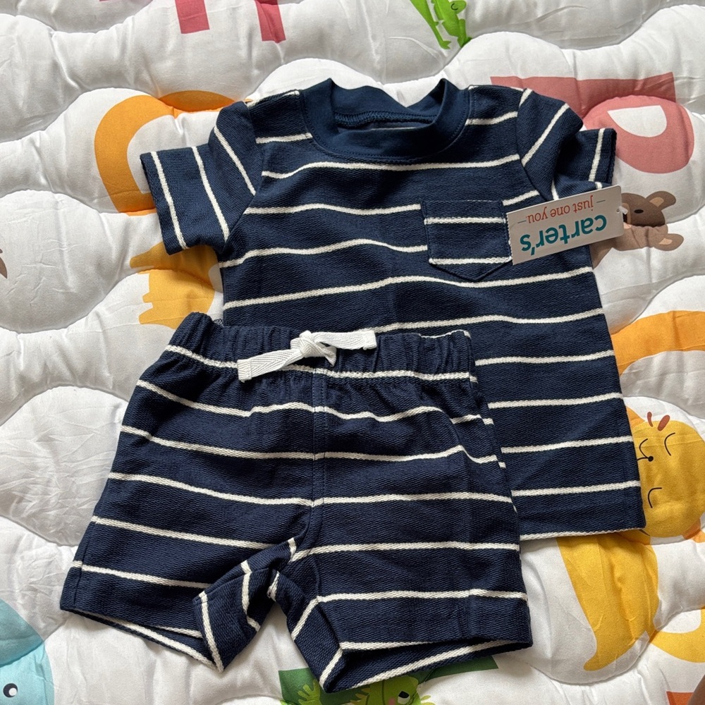 Carter's Navy and White Striped Baby Set